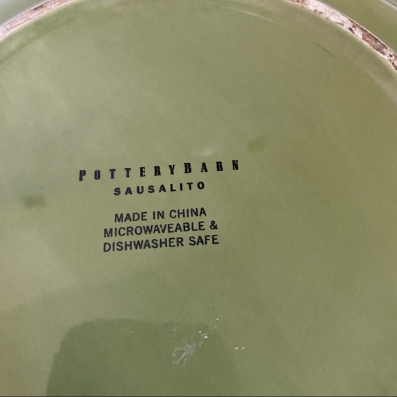 Pottery Barn Sausalito Bowl Green Pasta Rimmed Plate Sage Mexico - Picture 2 of 3